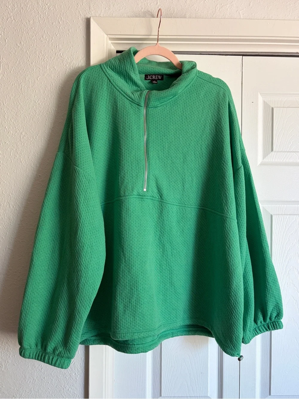 J.Crew Terry Half-Zip Pointelle Sweatshirt 2X BM325